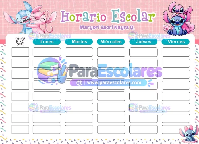 Lilo y Stitch Horario Escolar